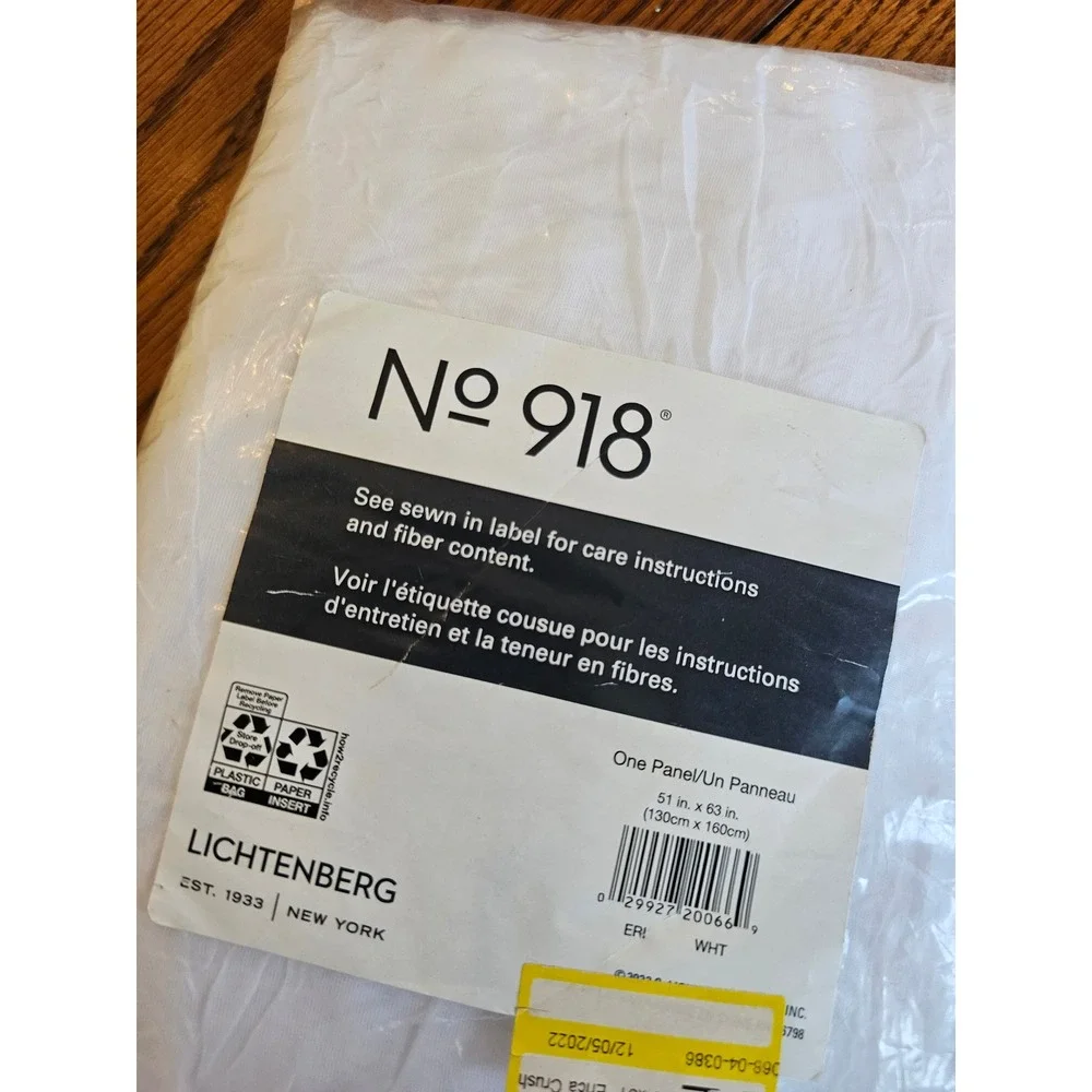 Two No. 918 Lichtenberg White Sheer Curtain Panels 51x63 pair set of 2